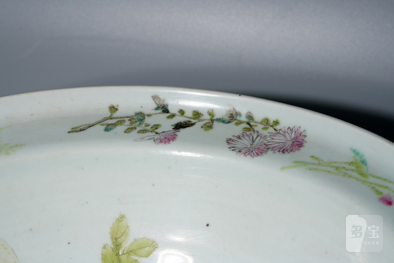 清晚期 浅绛彩折枝花笋纹洗 - 图15